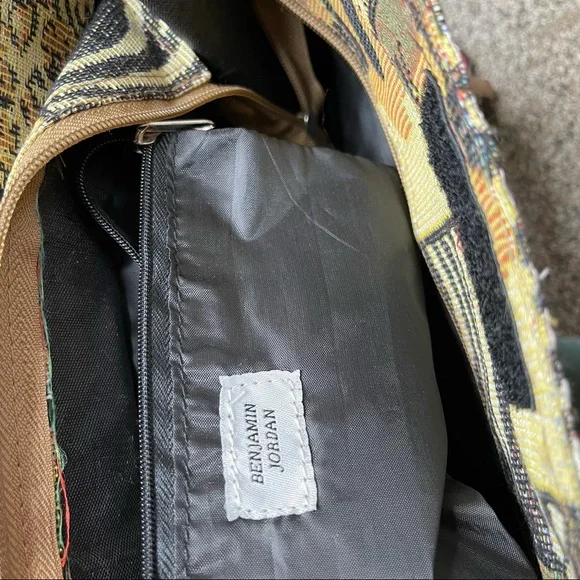 Vintage African Safari Themed Tapestry Tote Bag Purse Benjamin Jordan - Picture 7 of 7